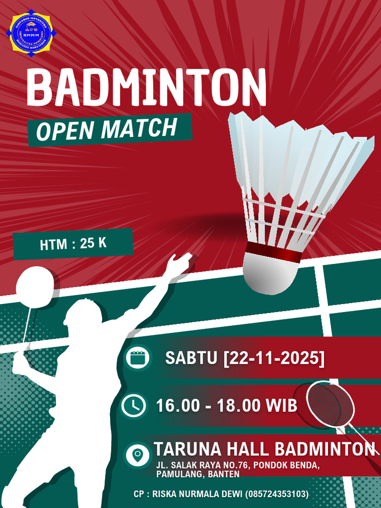 Open Match Badminton - 22 -11-2025 (16.00-18.00) | PDF