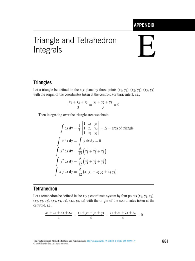 Appendix E Triangle and Tetrahed 2013 The Finite Element Method Its ...
