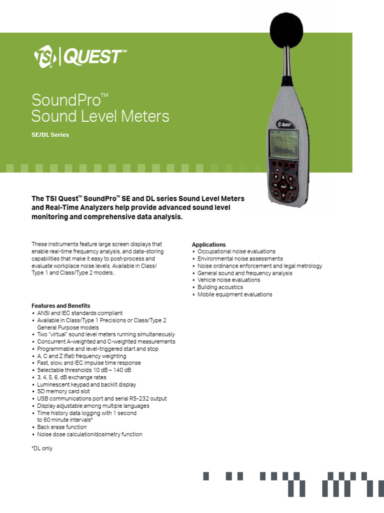 QUEST-SoundPro-Sound-Level-Meters-SE DL US 5002176 RevD Web | PDF ...