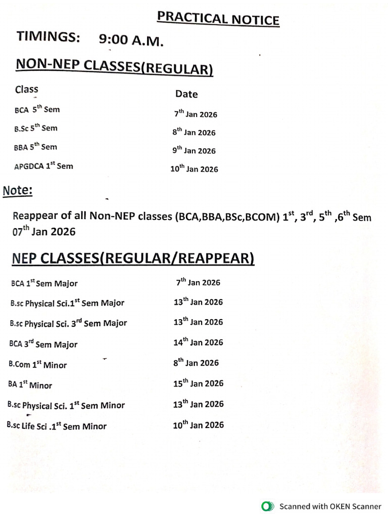Revised Practical Schedule Odd Sem 2025-26 | PDF