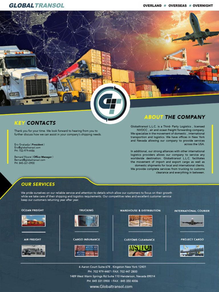 One Pager Flyer Global Transol | PDF | Cargo | Consumer Goods