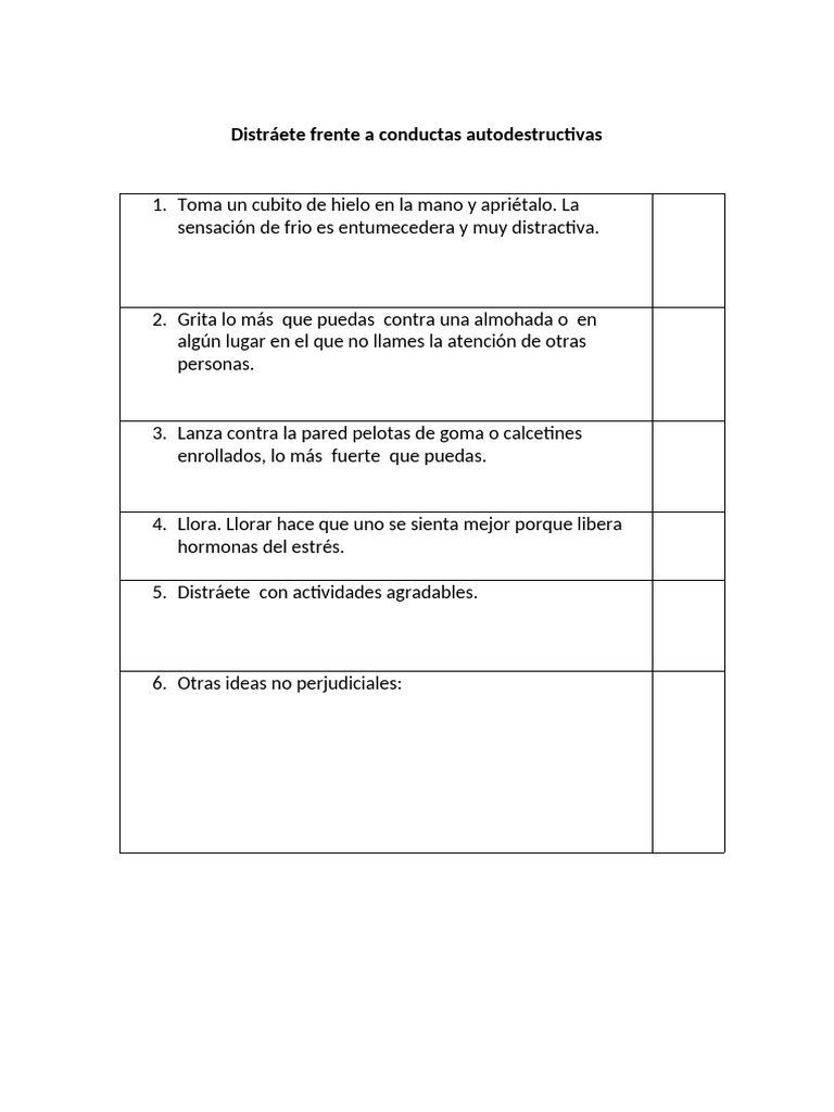 Distráete Frente a Conductas Autodestructivas | PDF
