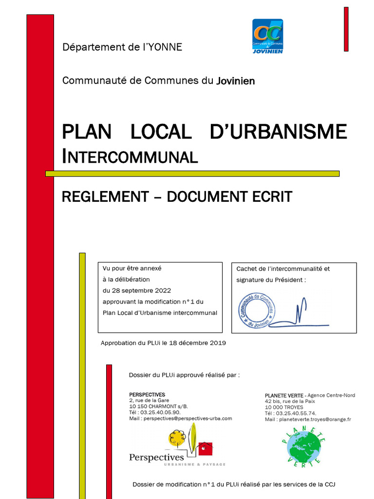 3A - Reglement PLUi CCJ - Approb-Suite M1 | PDF | Planification ...