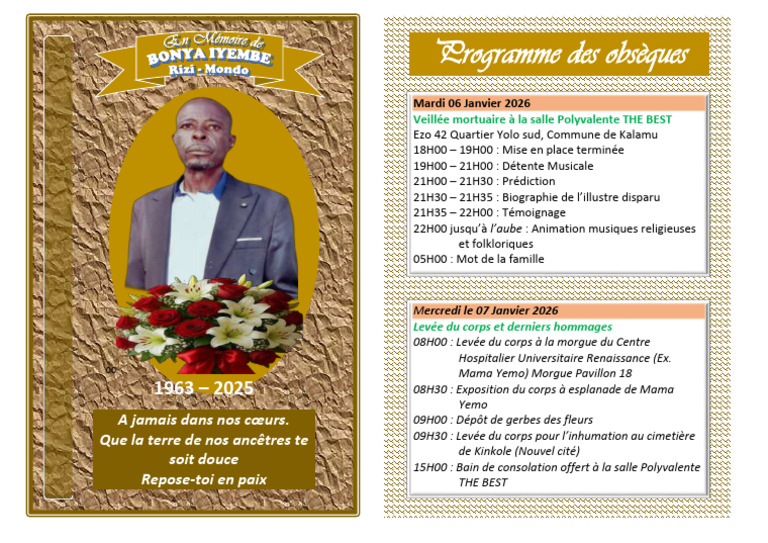 Programme Obseques Rizi MONDO | PDF