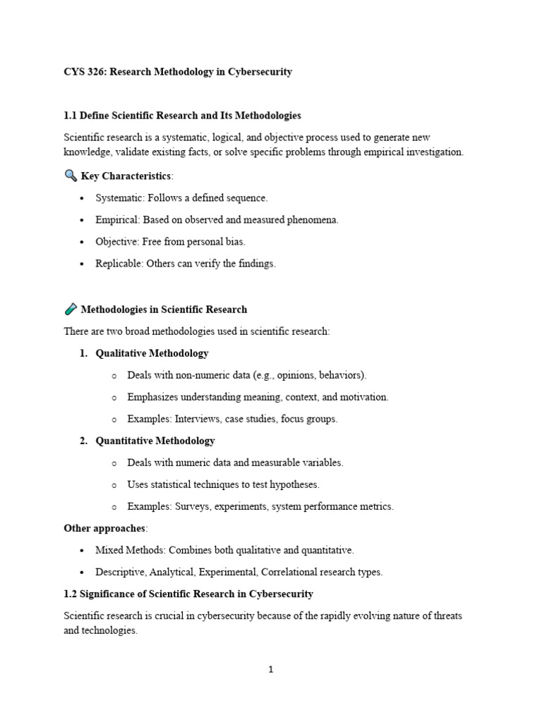 CYS 326 Research Methodology in Cybersecurity Part 1 | PDF ...