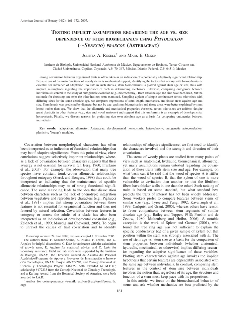 Olson_2007 | PDF | Regression Analysis | Plant Stem