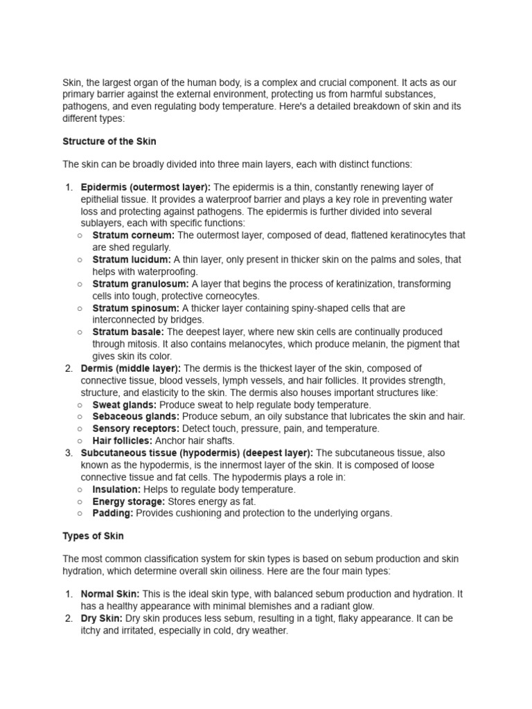 Skin and It's Types in Detail | PDF | Skin | Epidermis