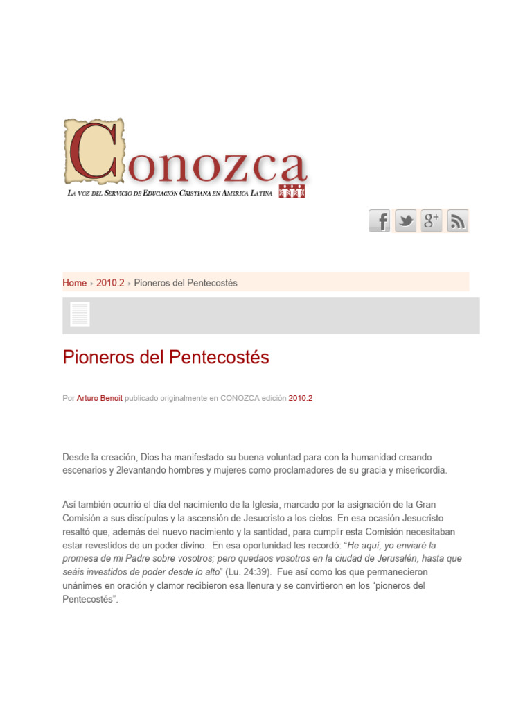 Pioneros Del Pentecostes | PDF | Pentecostalismo | Bautismo Con El ...