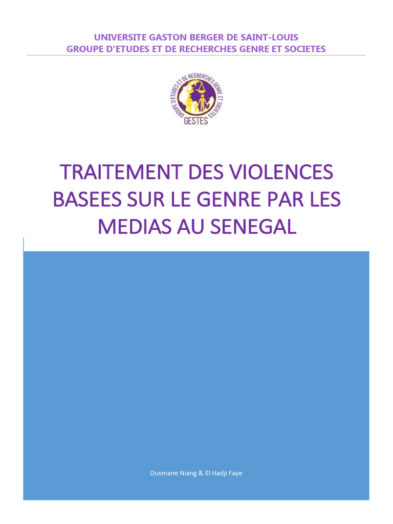 Traitement Des VBG Par Les Mdias Au Sngal | PDF | l'Internet ...