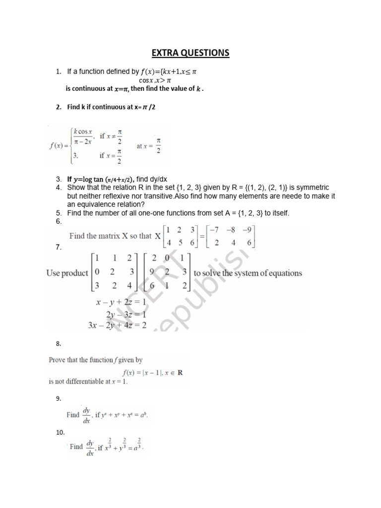 Math Extra Qns -1 | PDF