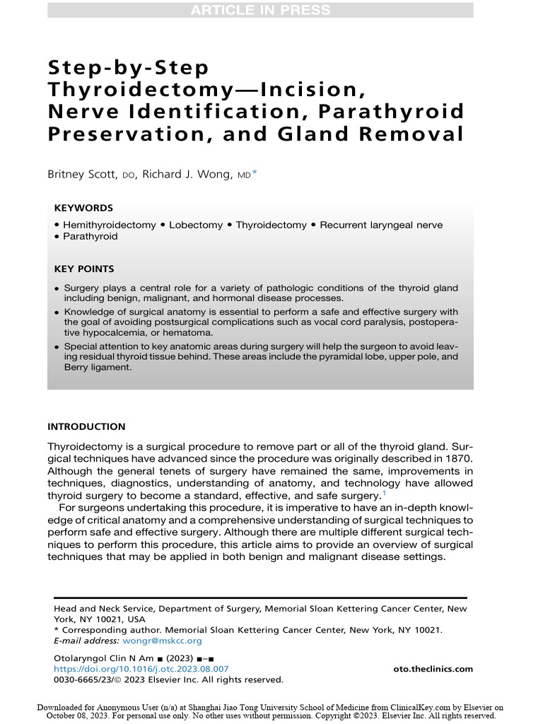 Step-by-Step Thyroidectomy-Incision, Nerve Identification, Parathyroid ...