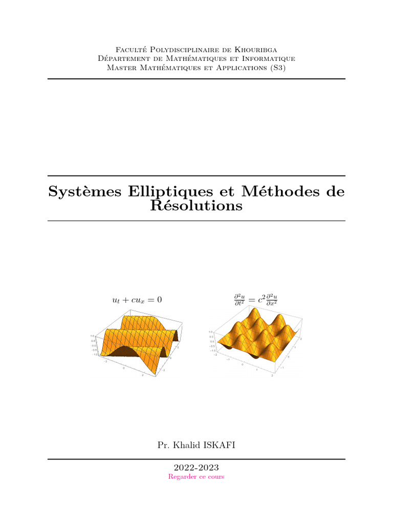 Méthodes de Résolution Des EDP Pr. Khalid ISKAFI | PDF | Équation aux ...
