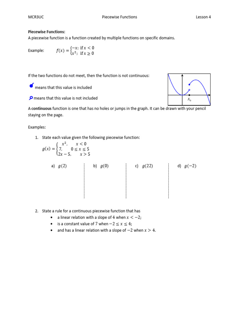 4 Piecewise Functions | PDF | Mathematical Analysis | Mathematical ...