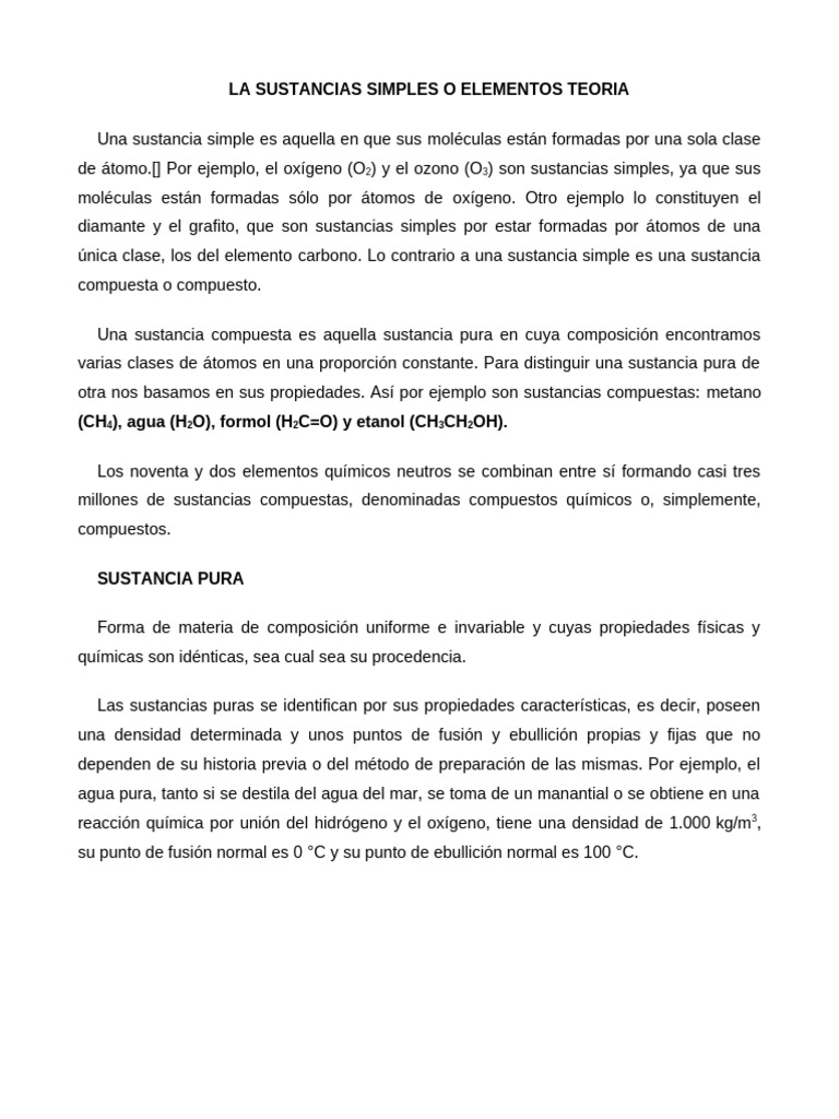 La Sustancias Simples o Elementos Teoria | PDF | Sustancias químicas ...