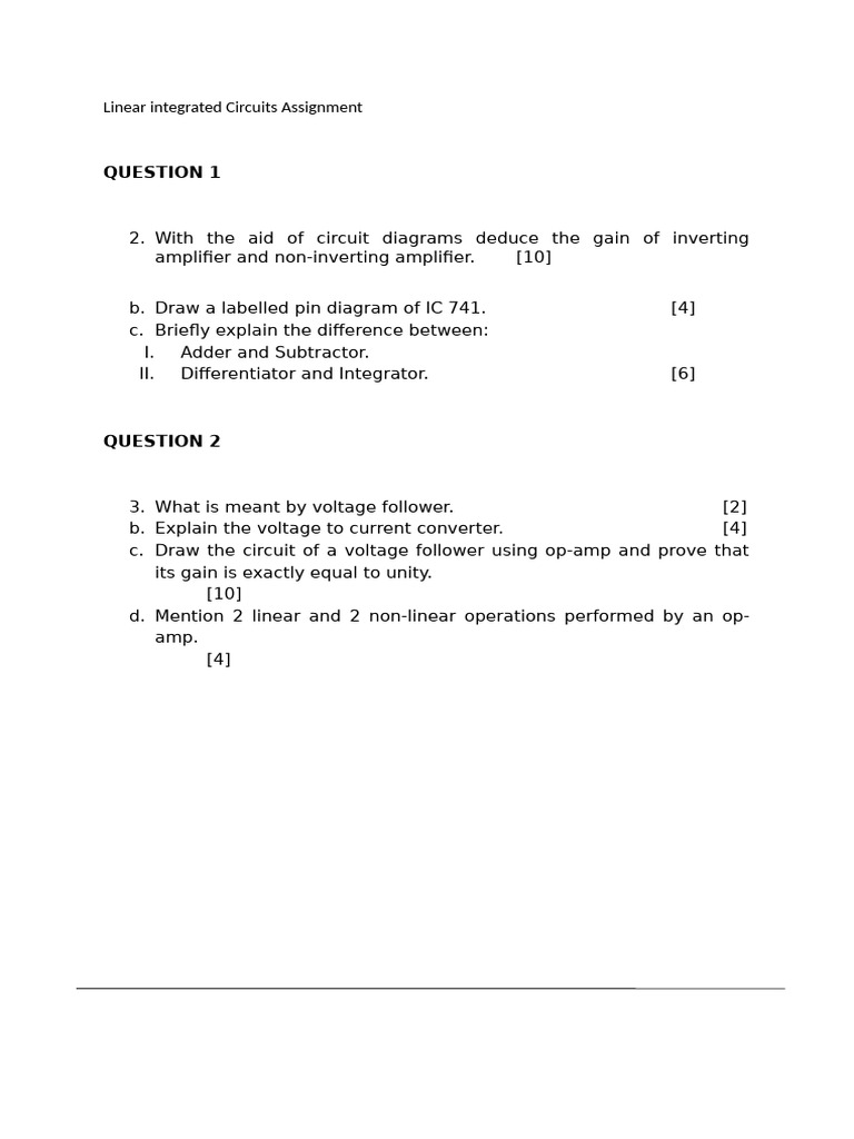 Linear Integrated Circuits Assignment | PDF
