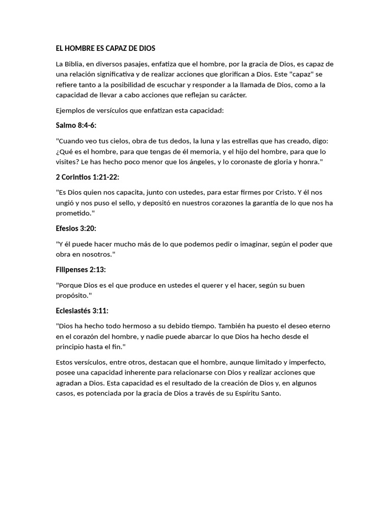 El Hombre Es Capaz de Dios Biblia | PDF
