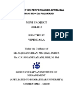 A Study On Performance Appraisal in Ghani Honda Palakkad