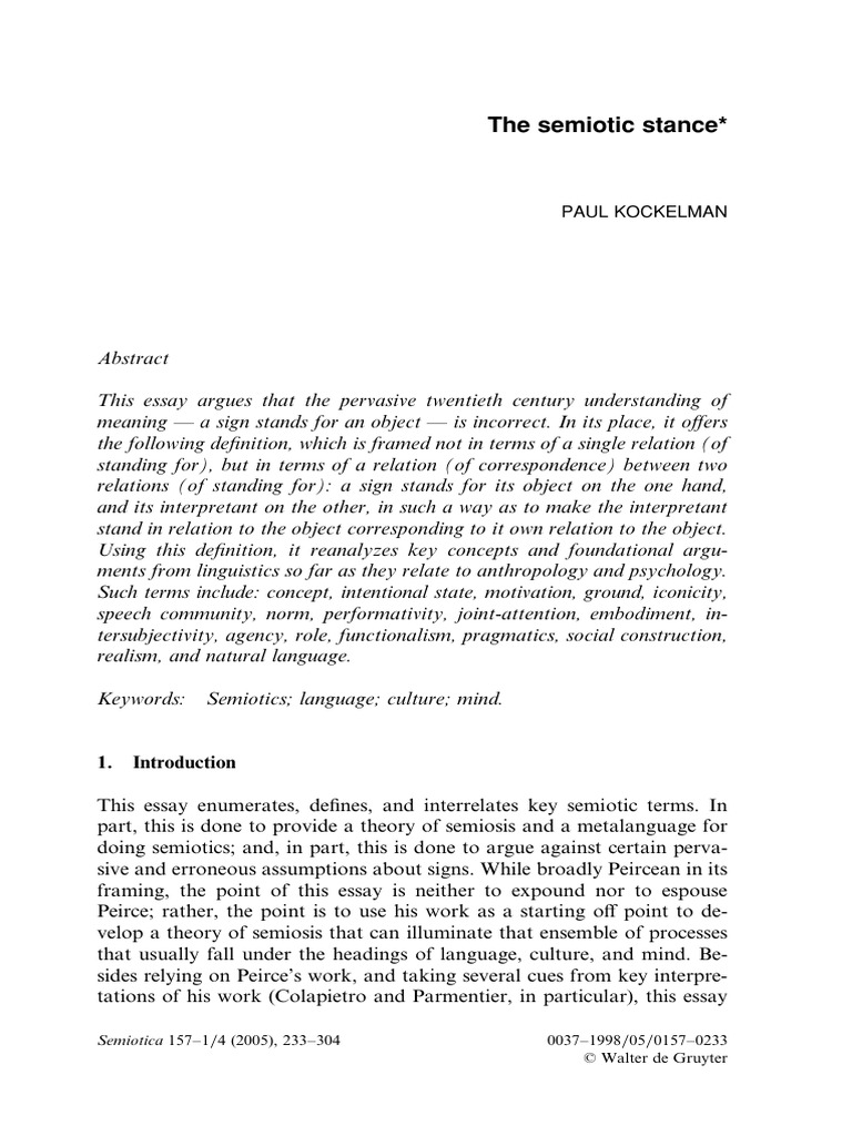 The Semiotic Stance | PDF | Semantics | Semiotics