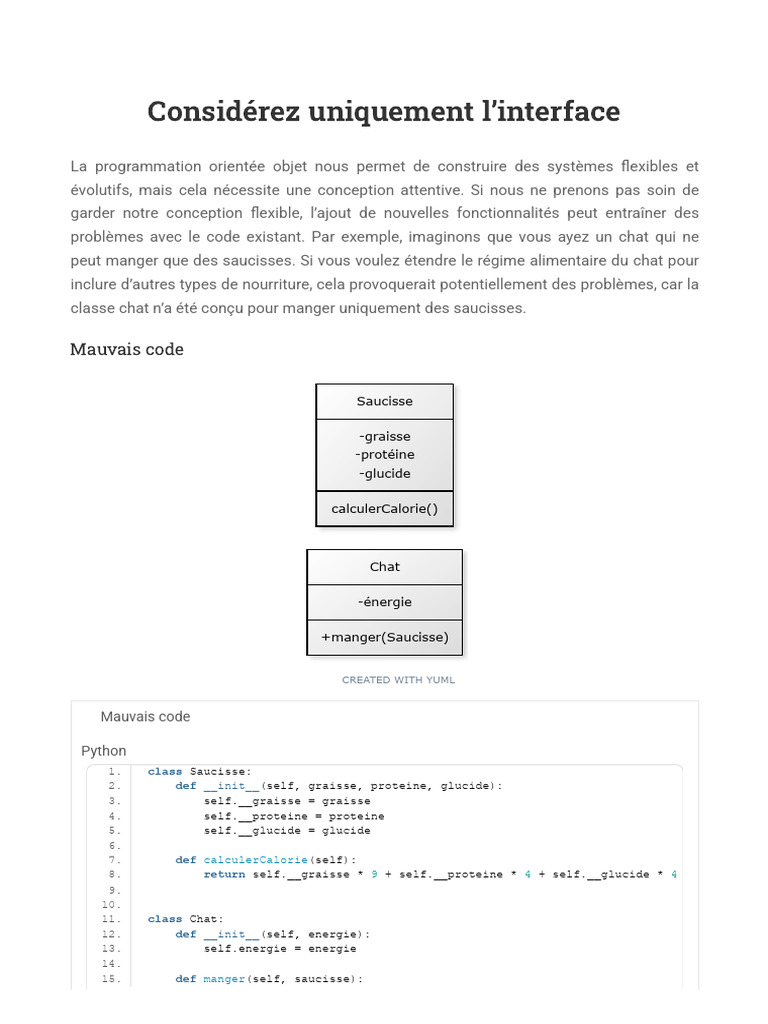 Programmation Orientée Objet Considérez Uniquement L'interface - Cours ...