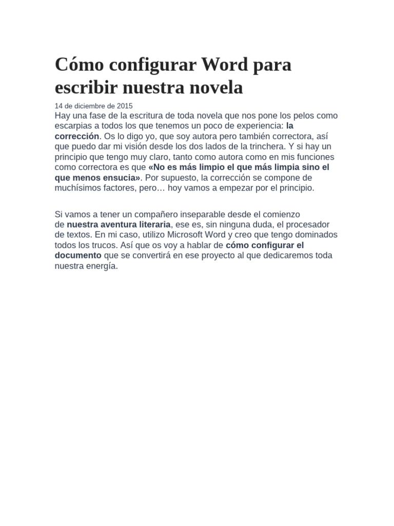 Cómo Configurar Word para Escribir Nuestra Novela | PDF | Tipografía ...