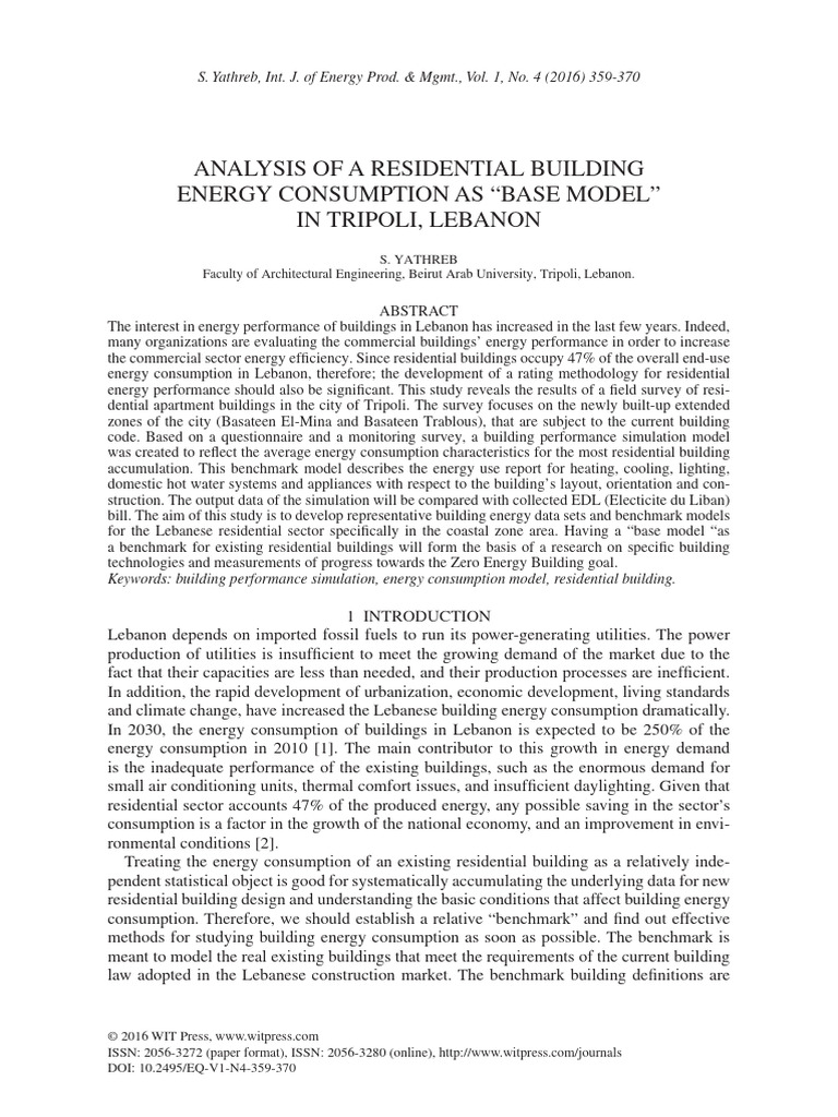 Analysis of A Residential Building | PDF | Energy Conservation ...