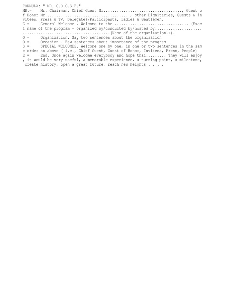 Event Welcome Speech Template | PDF