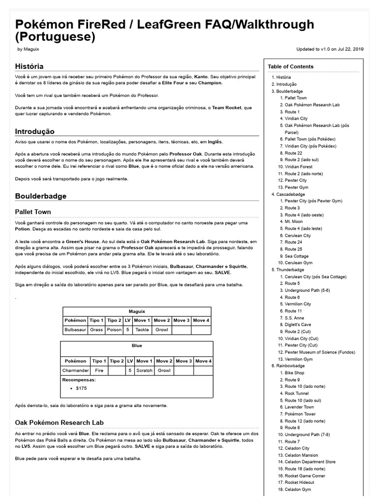 Pokemon FireRed Version | PDF | Empresas de videogames do Japão | Pokémon