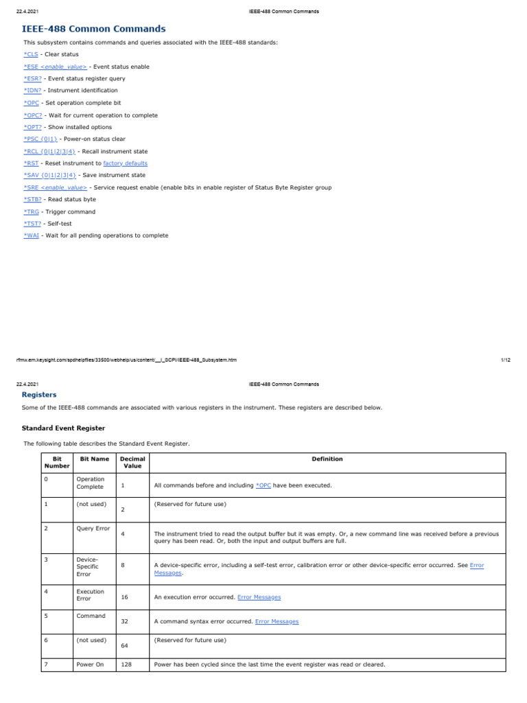 IEEE-488 Common Commands | PDF