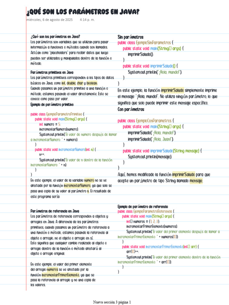 ¿Qué Son Los Parámetros en Java | PDF | Java (lenguaje de programación ...