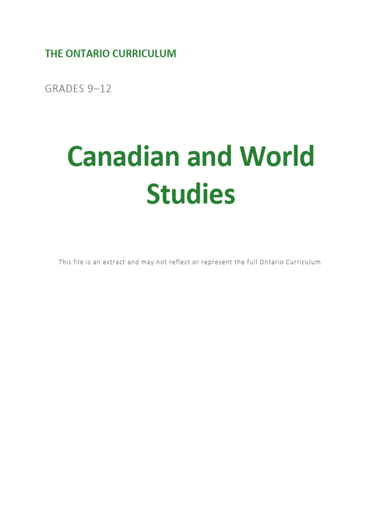 Canadian and World Studies | PDF | Teachers | English As A Second Or ...