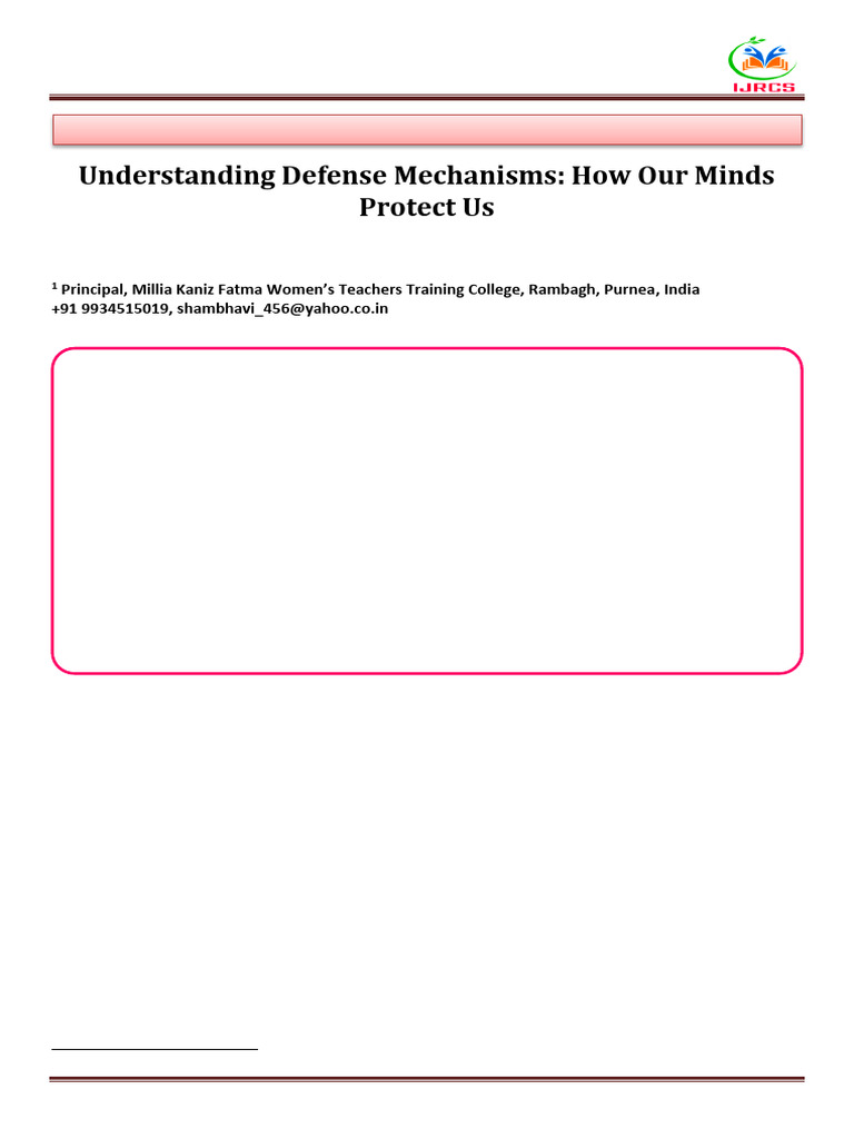 Understanding Defense Mechanism Paper | PDF | Mental Disorder ...