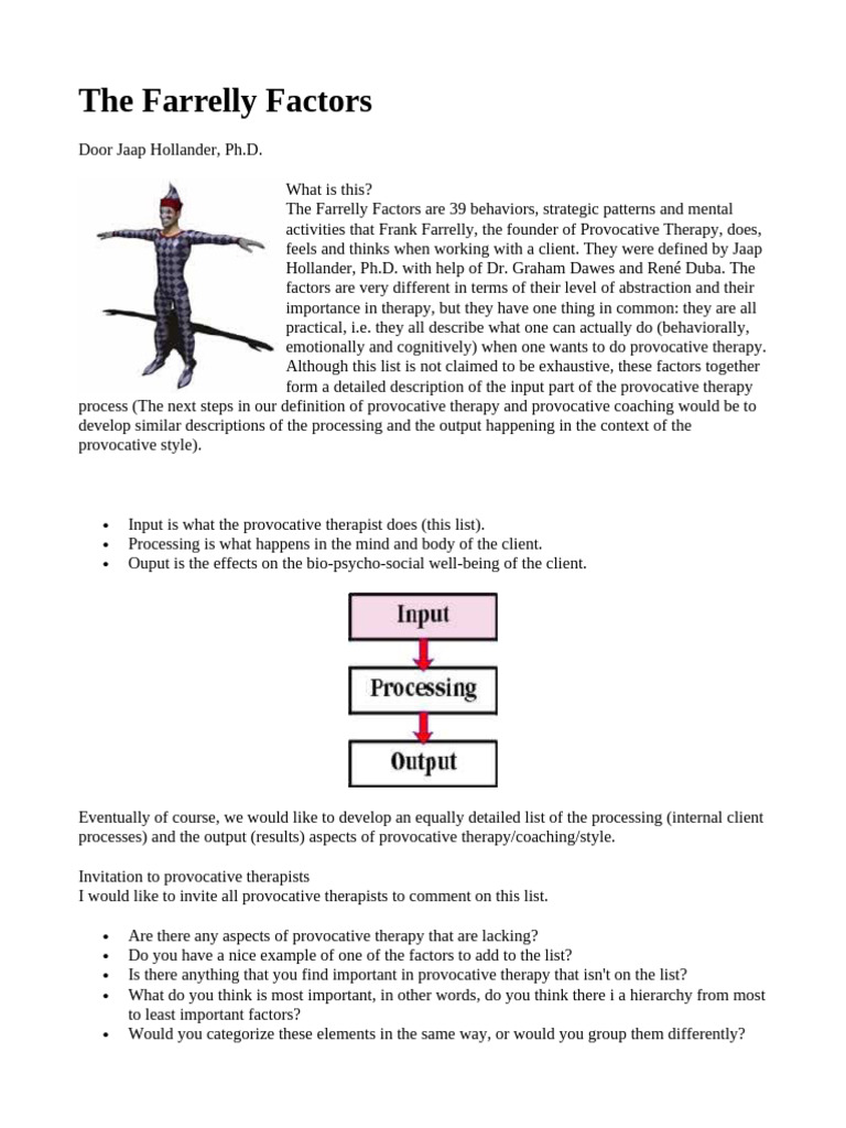 The Farrelly Factors | PDF | Psychotherapy | Nonverbal Communication