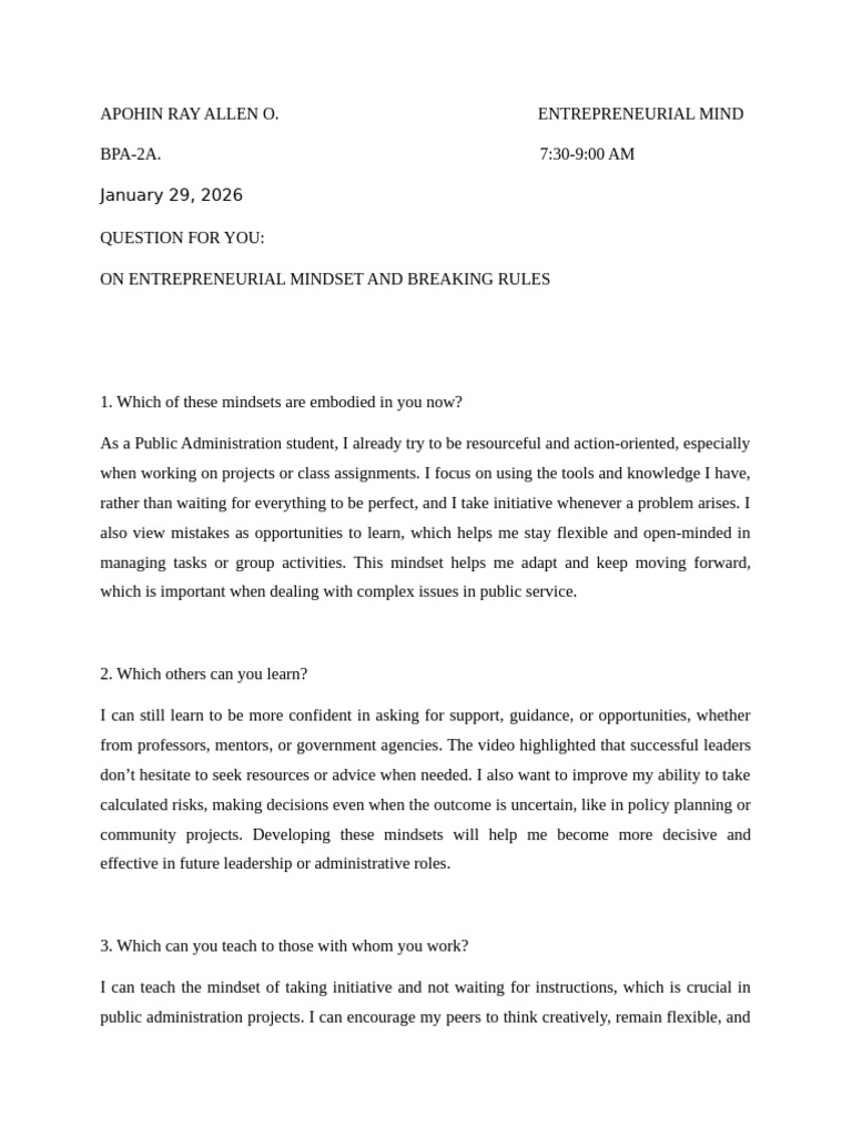 entrep | PDF | Mindset | Leadership