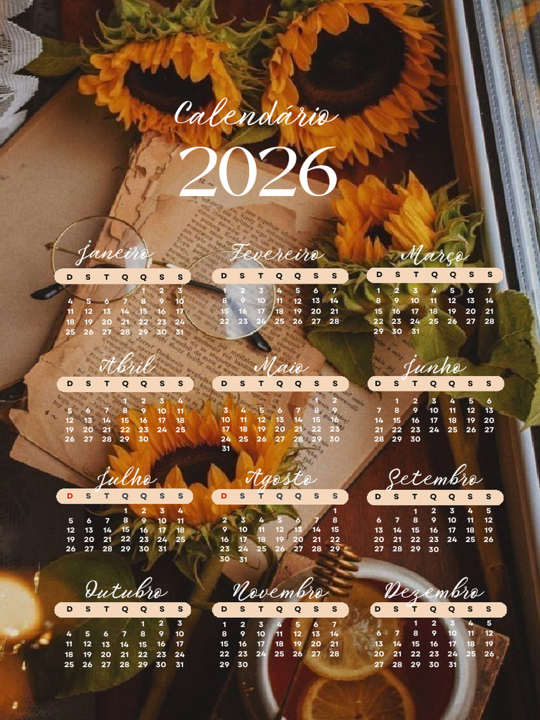 Marrom Claro Calendário Floral 2026 A4 - 20251221 - 194048 - 0000 | PDF