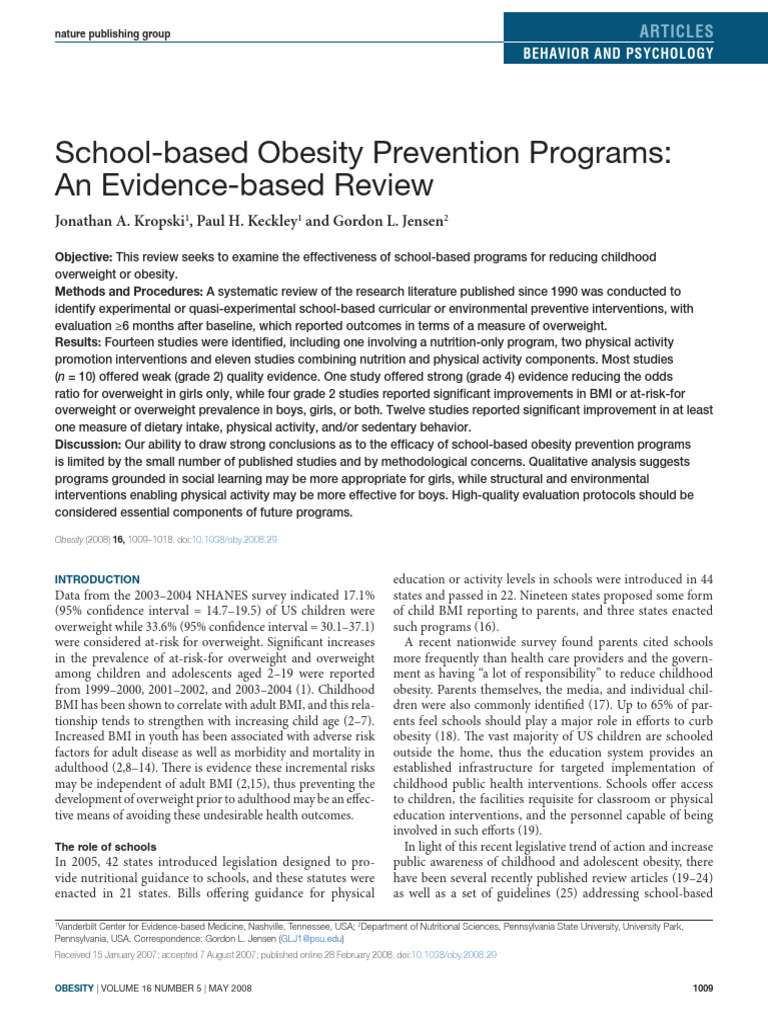Krospky2008School-Based Programs | PDF | Overweight | Obesity