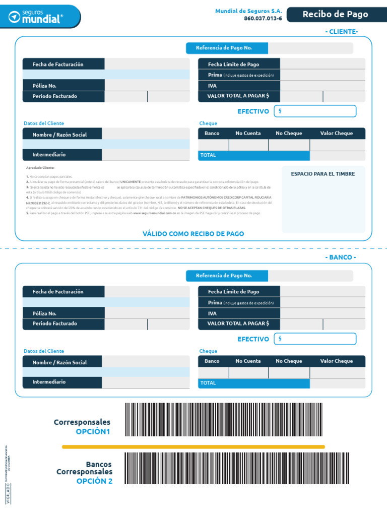 Rec 21 10 100109909 0 | PDF | Cheque | Póliza de seguros