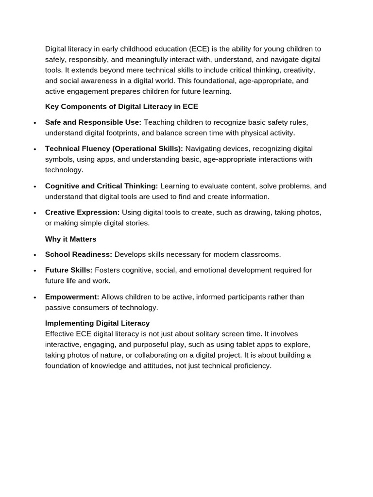 What is Digital Literacy in Early Childhood Education | PDF | Early ...