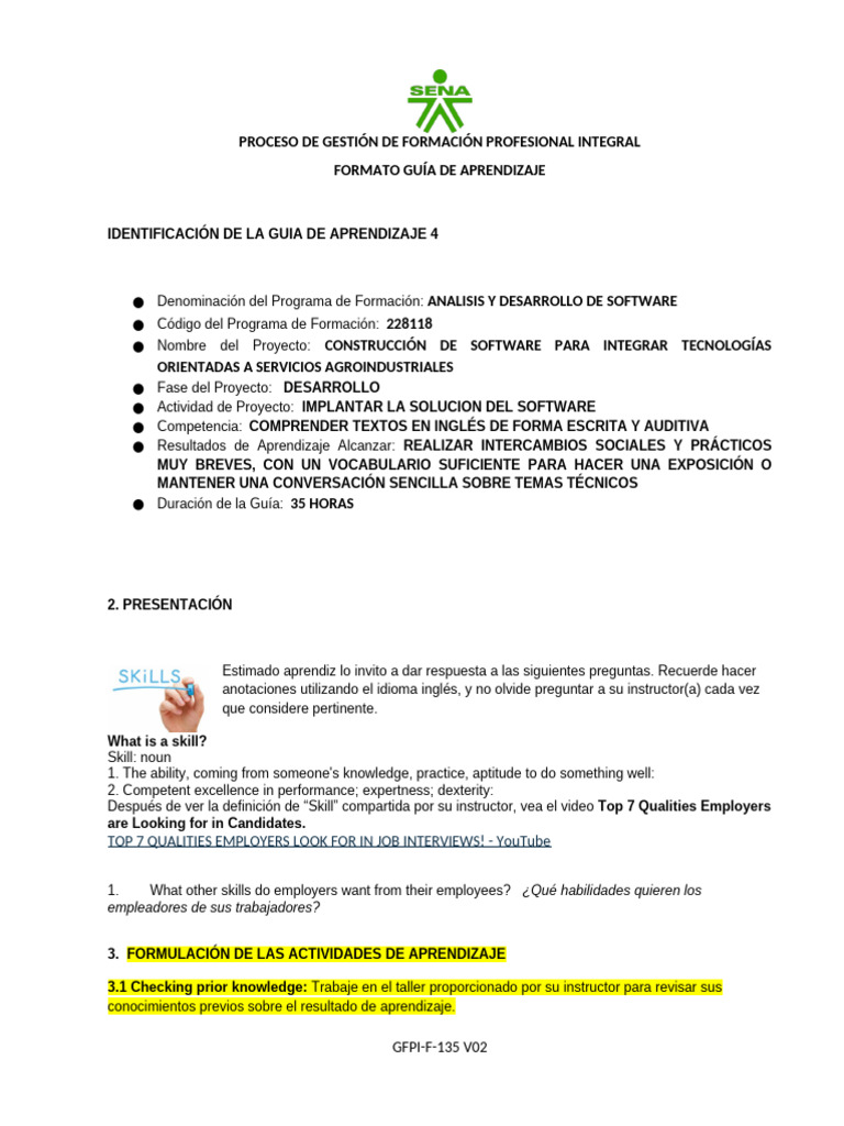 1.1guia de Aprendizaje Sena LG4 | PDF | Aprendizaje