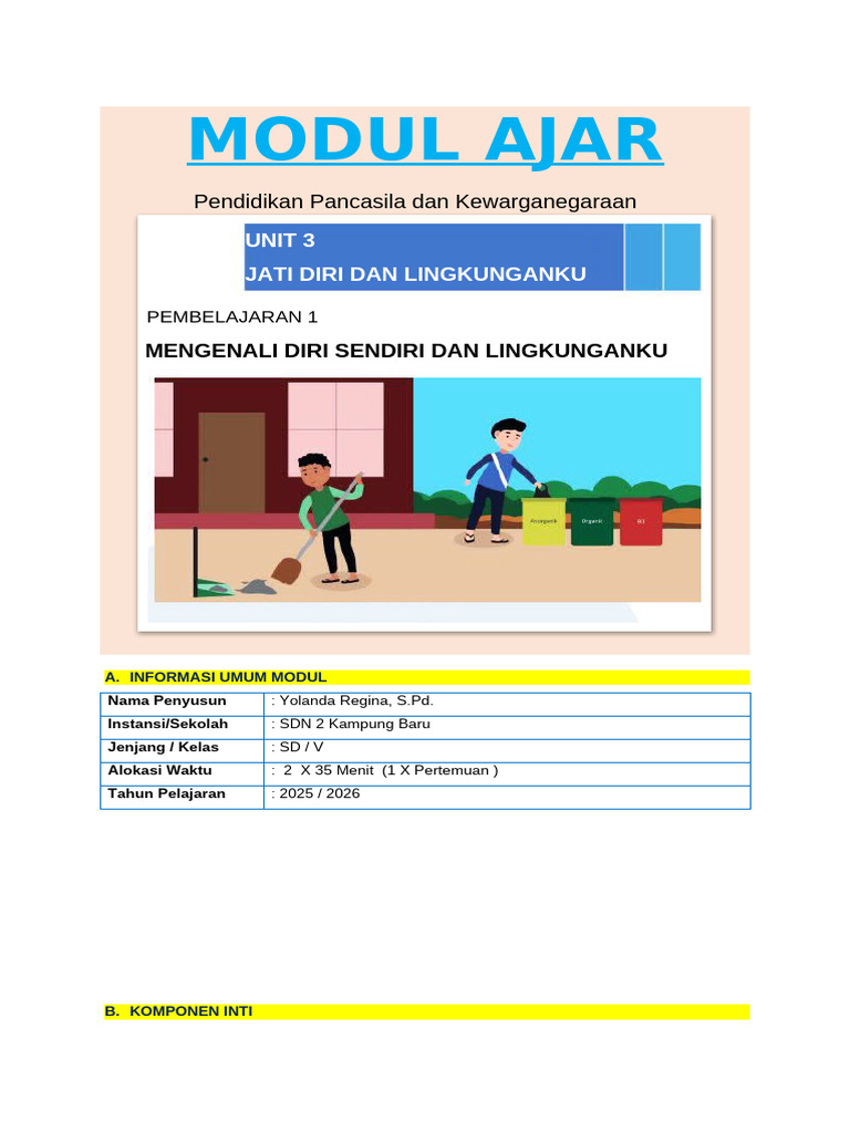 Unit 3 PB 1 Modul Ajar PPKN Kelas 5 | PDF