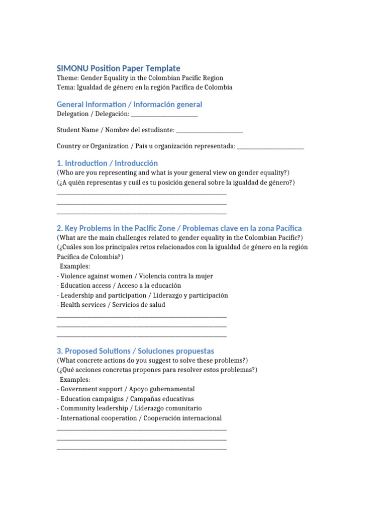 SIMONU Position Paper Template Gender Equality Pacifica (1) | PDF ...