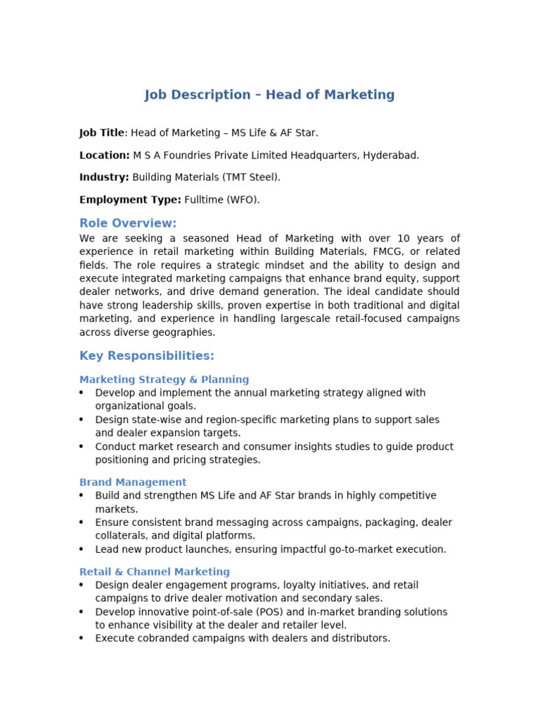 Head of Marketing MSAF | PDF | Marketing | Brand