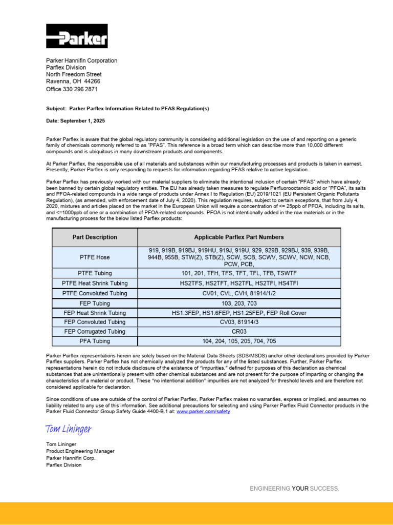 Parflex-Declaration-PFAS 260129 212800 | PDF | Natural Environment ...