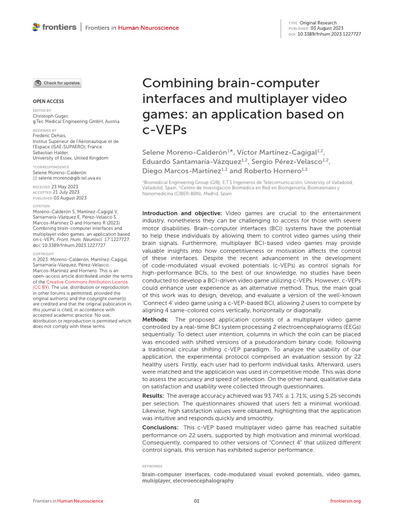 Combining Brain-Computer Interfaces and Multiplaye | PDF ...