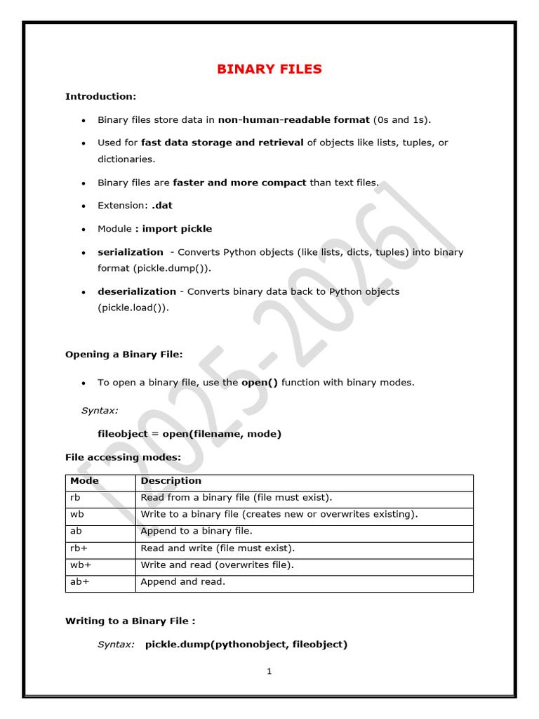 File Handling - Binary Files | PDF | Pointer (Computer Programming ...