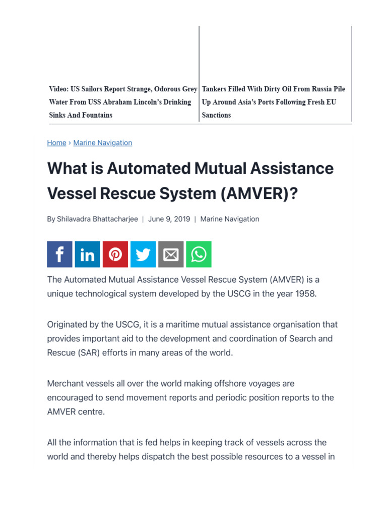 What is Automated Mutual Assistance Vessel Rescue System (AMVER) | PDF ...