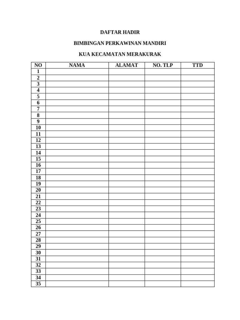 Daftar Hadir | PDF