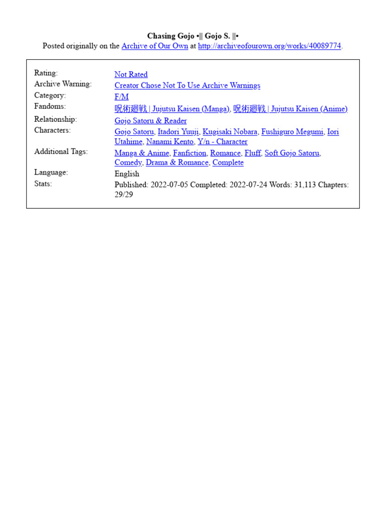 Chasing Gojo Gojo S | PDF