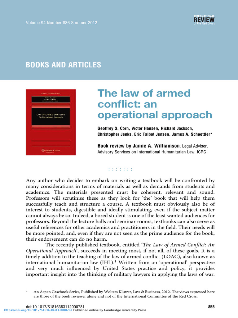 The Law of Armed Conflict An Operational Approach | PDF | International ...