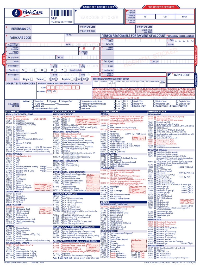 General Request Form Eng Trop I DVM A4 | PDF | Autoimmunity | Vein