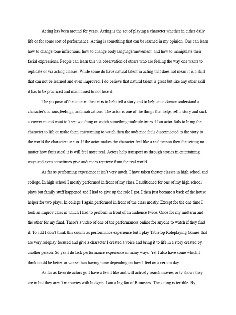 What is Acting Paper | PDF | Actor